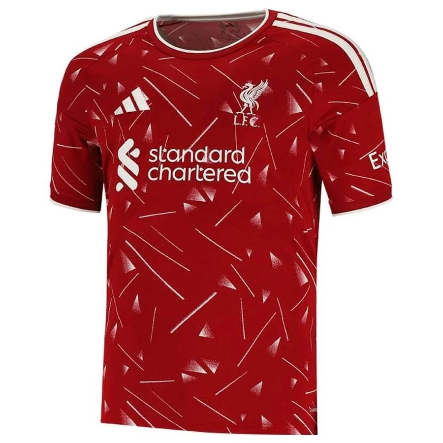 Liverpool 2026/27 home jersey in red with a tonal geometric pattern.